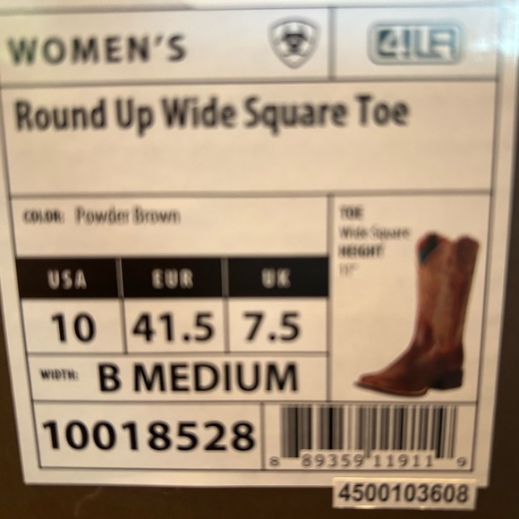 Ariat Women’s Round Up Wide Square Toe Western Boots (NWT) - Picture 2 of 10